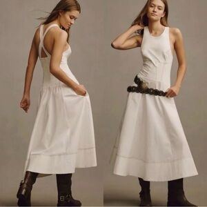 Anthropologie Cream Midi Dress size xs